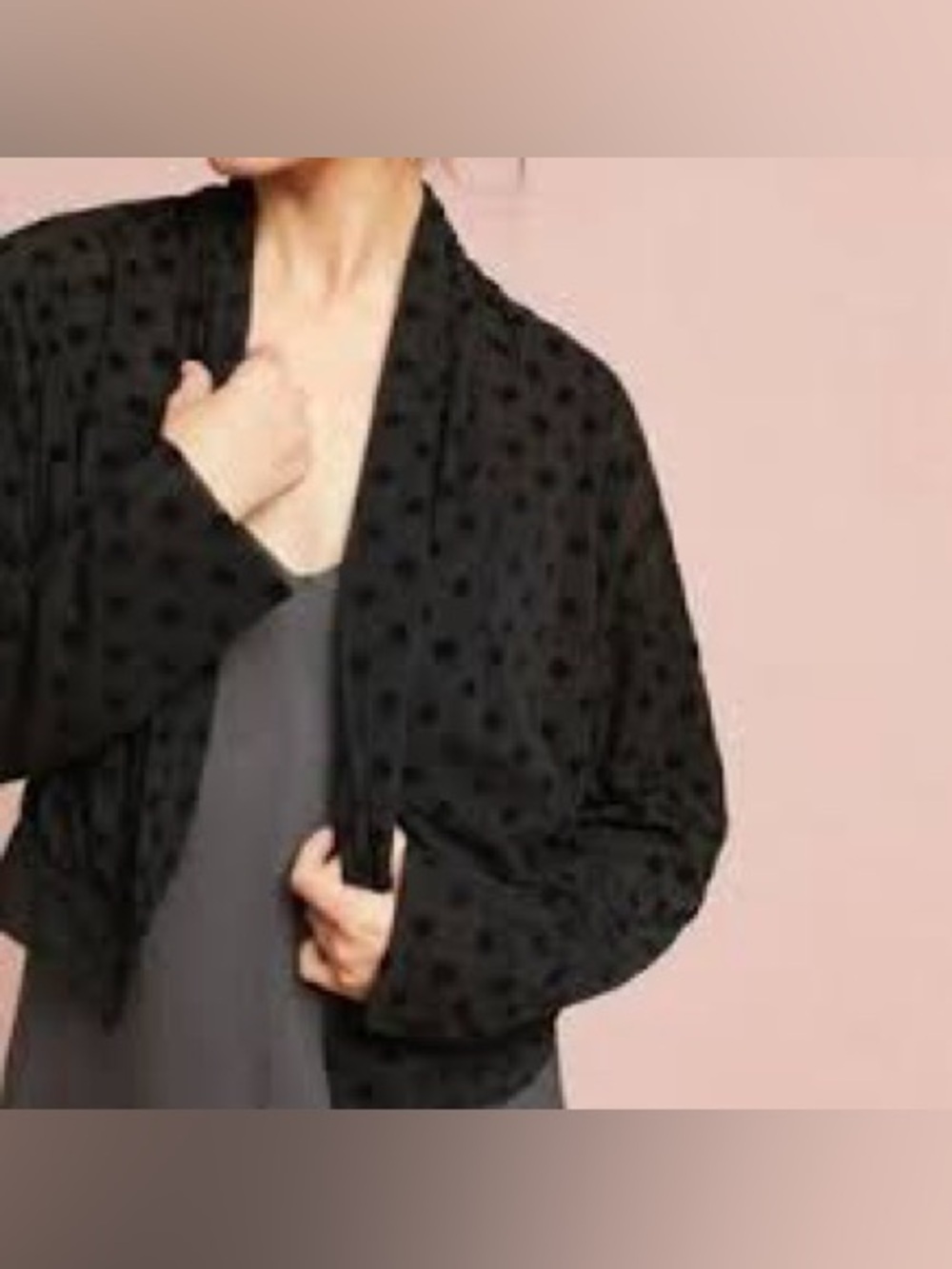 Anthropologie Black Polka Dot Lounge Robe Jacket
